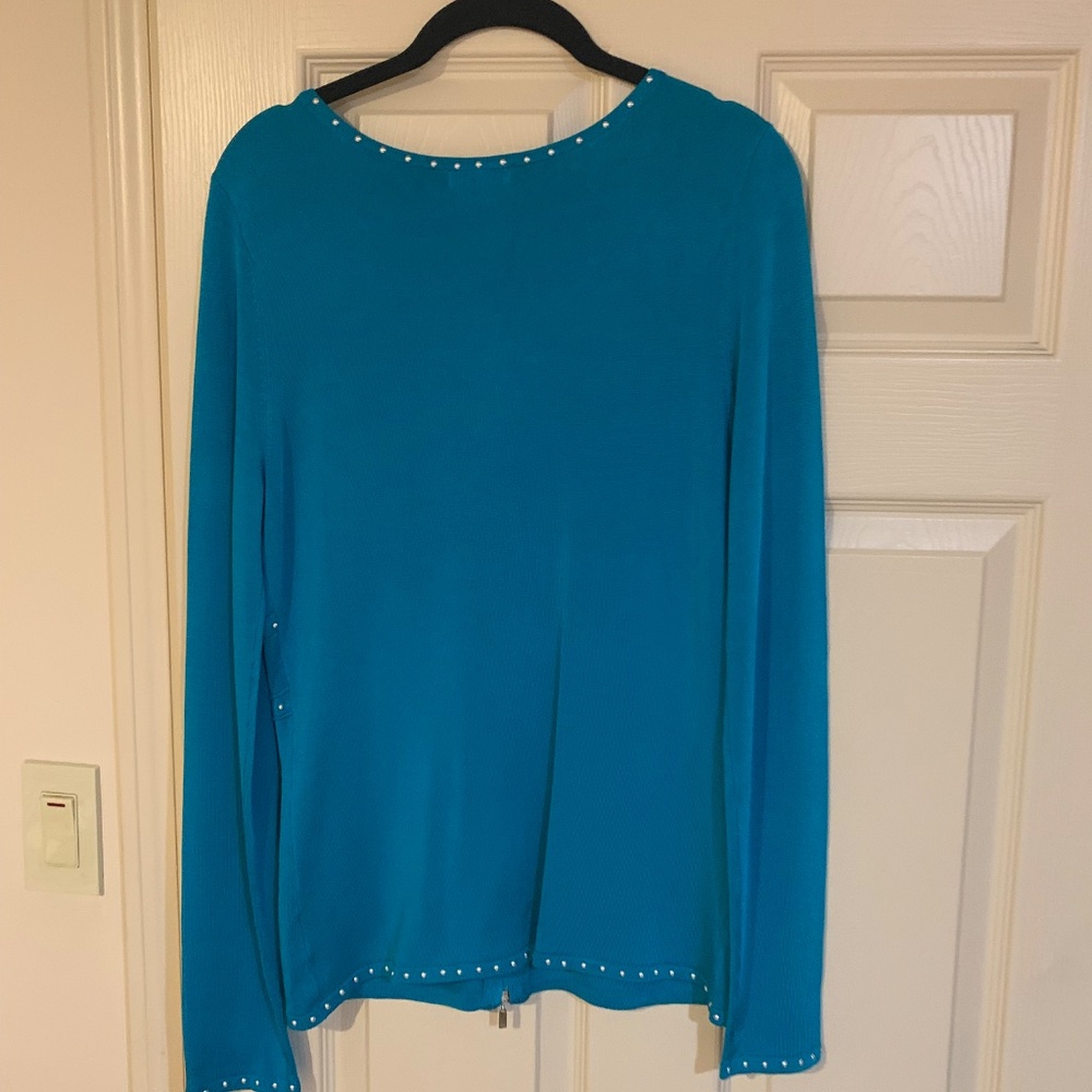 NWT Cache Blue Embellished Cardigan Sweater sz L - Picture 7 of 9